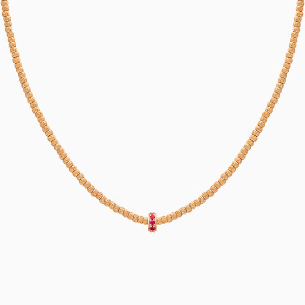 Ruby Botticelle Small Necklace – 1 Wheel, Rose Gold