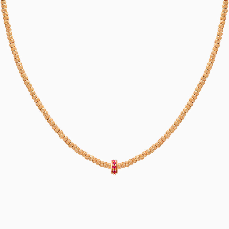 Ruby Botticelle Small Necklace – 1 Wheel, Rose Gold