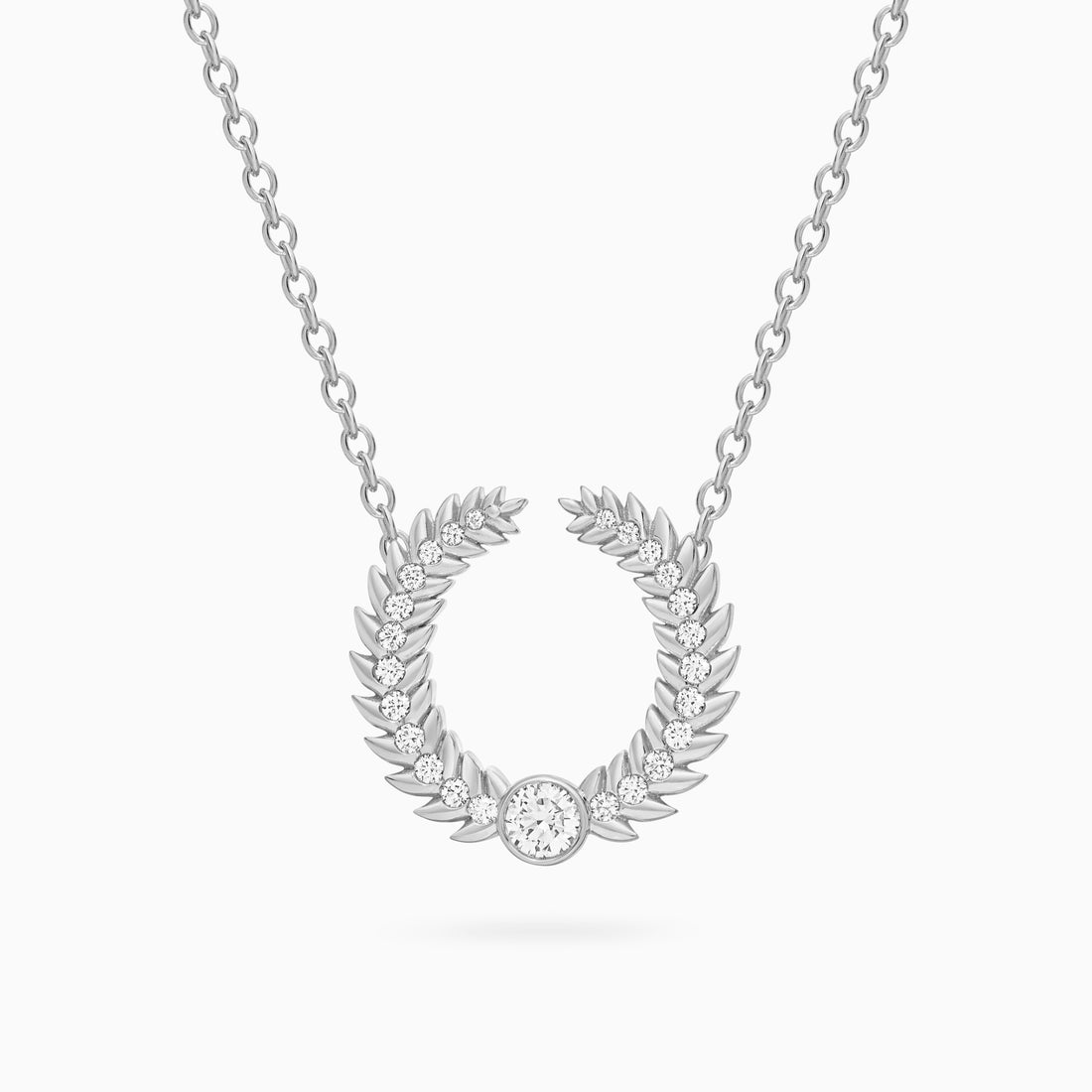 Alloro Open Big Necklace with Diamonds, Platinum