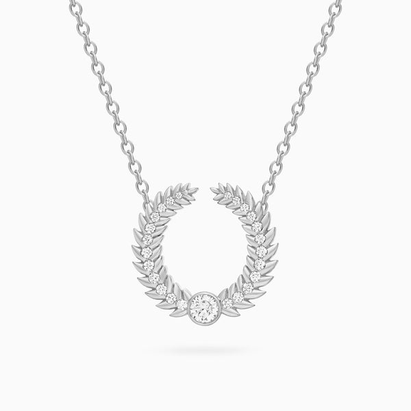 Alloro Open Big Necklace with Diamonds, Platinum