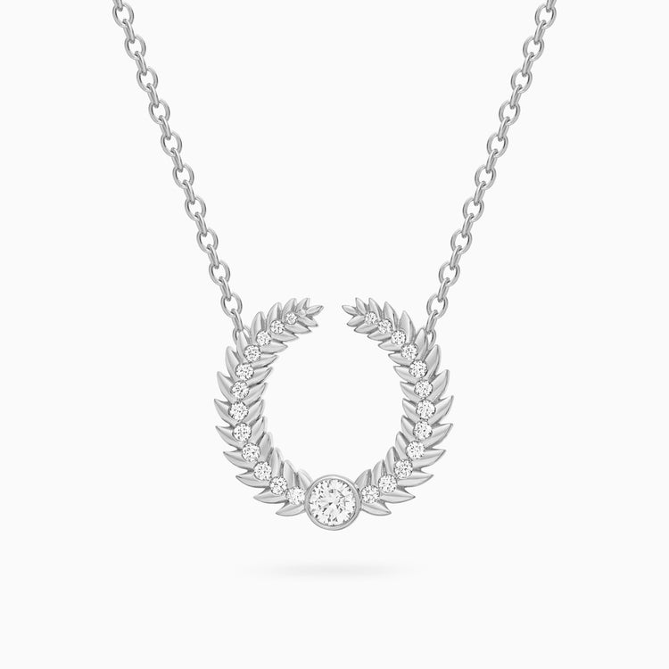 Alloro Open Big Necklace with Diamonds, Platinum