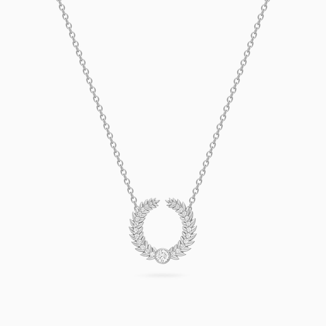 Alloro Open Big Necklace with Diamonds, Platinum