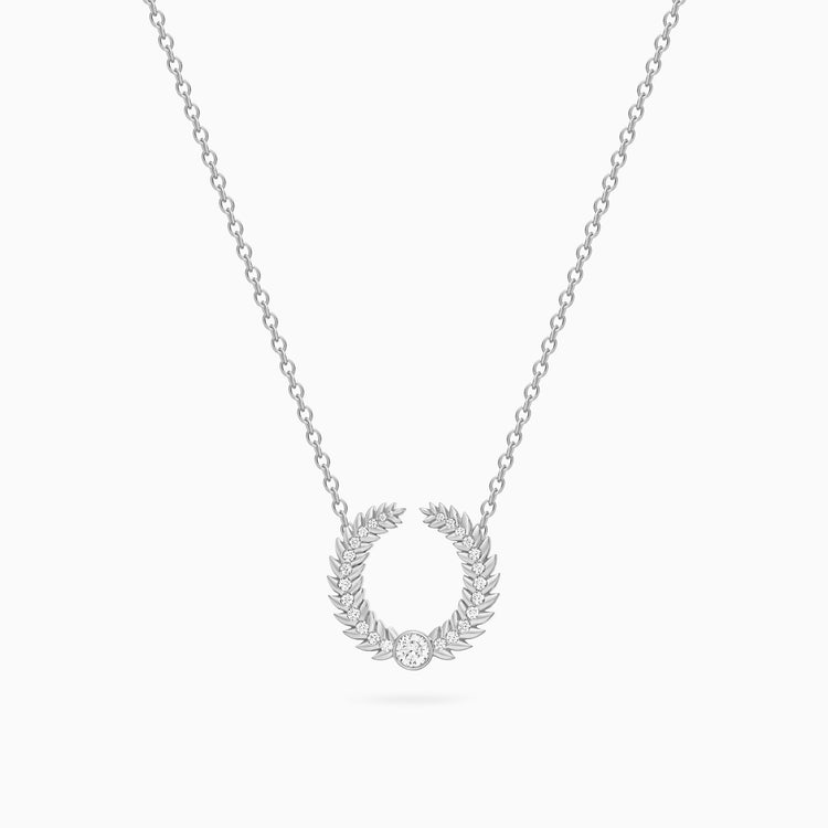 Alloro Open Big Necklace with Diamonds, Platinum
