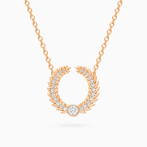 Alloro Open Big Necklace with Diamonds, Rose Gold