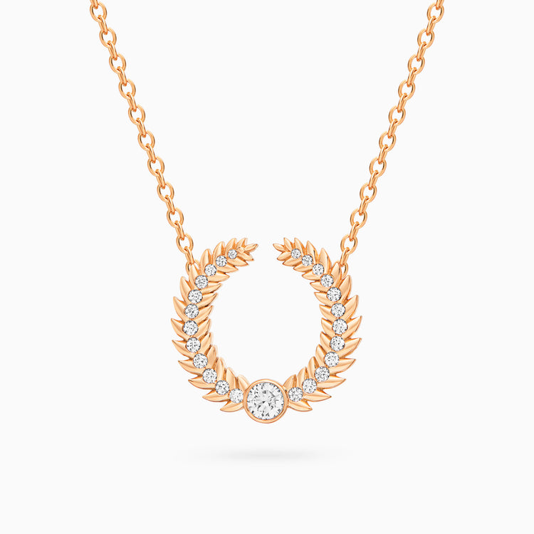 Alloro Open Big Necklace with Diamonds, Rose Gold