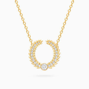 Alloro Open Big Necklace with Diamonds, Yellow Gold