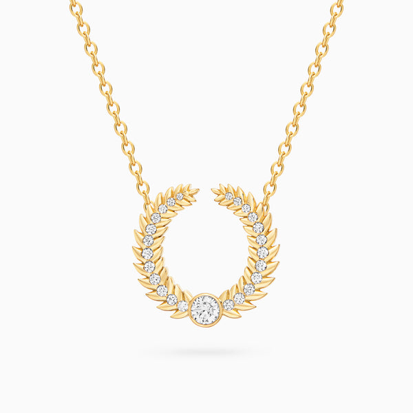 Alloro Open Big Necklace with Diamonds, Yellow Gold