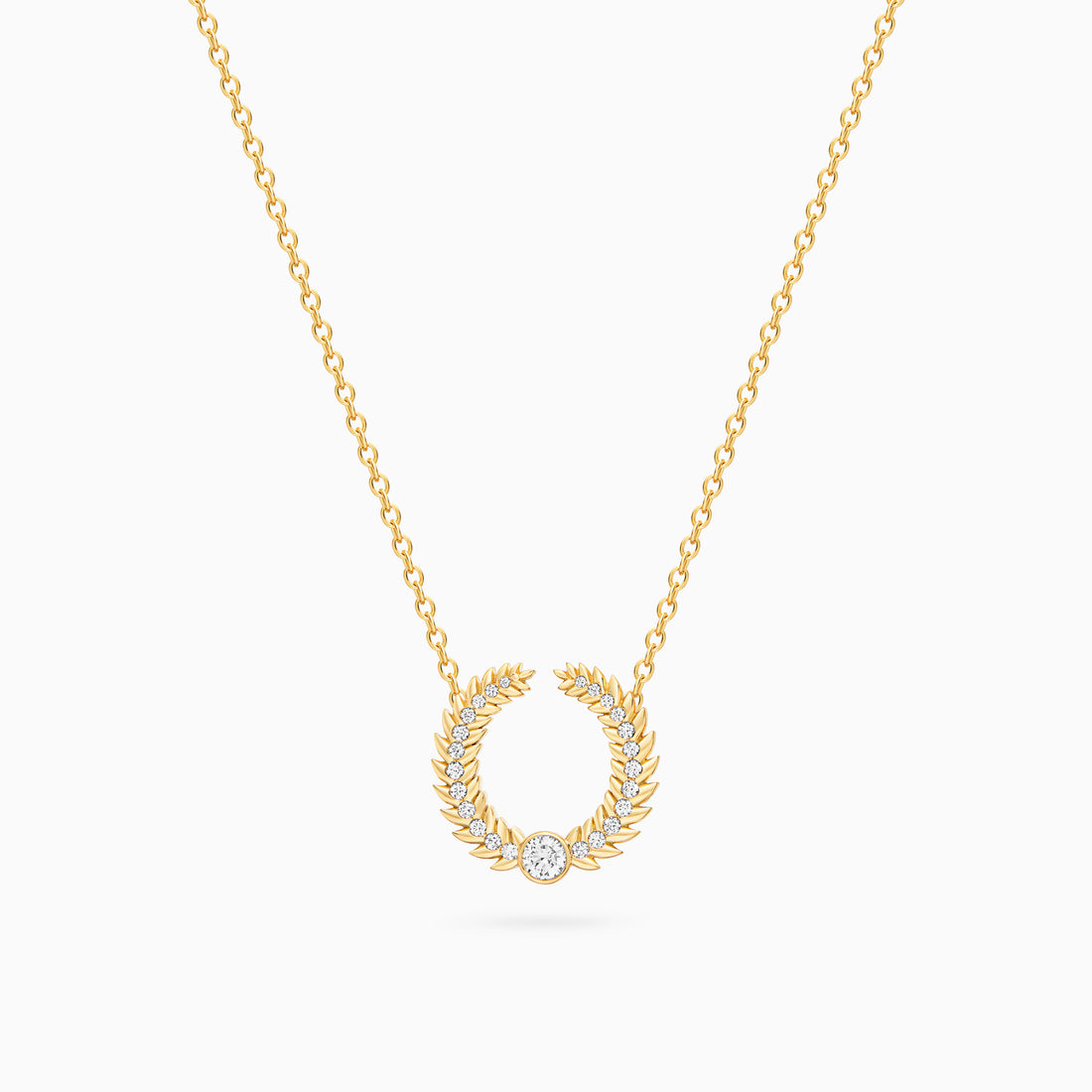 Alloro Open Big Necklace with Diamonds, Yellow Gold