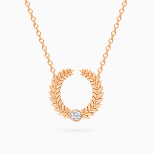 Diamond Alloro Open Necklace, Rose Gold