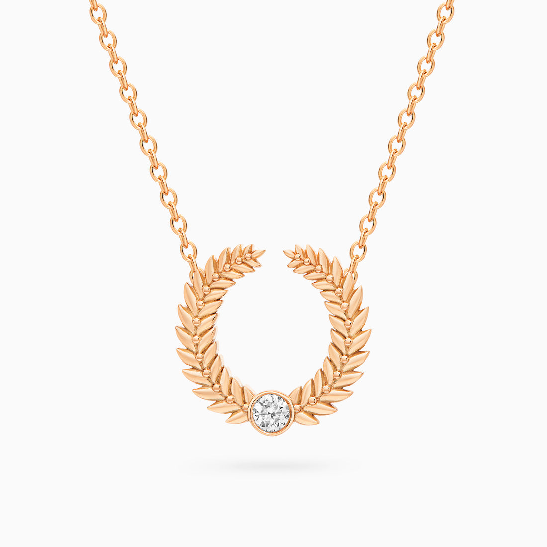 Diamond Alloro Open Necklace, Rose Gold