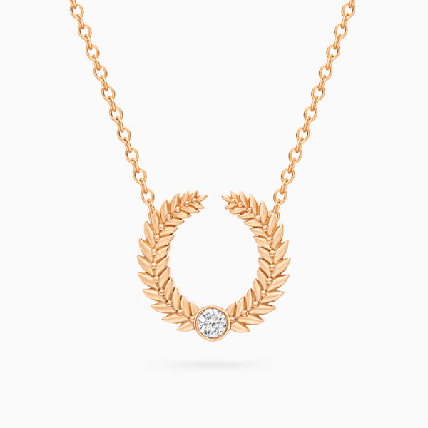 Diamond Alloro Open Necklace, Rose Gold