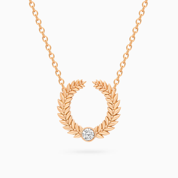 Diamond Alloro Open Necklace, Rose Gold