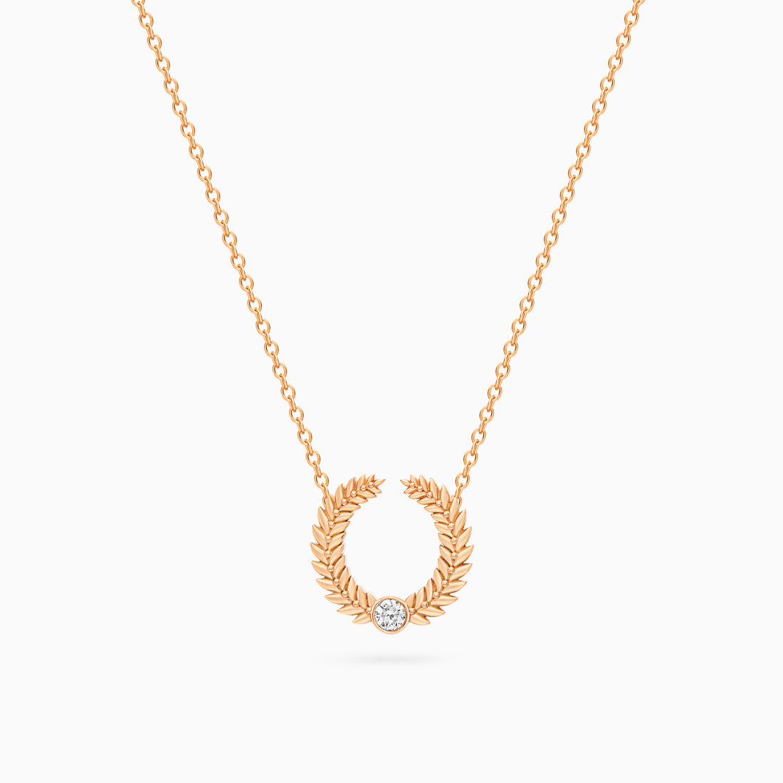 Diamond Alloro Open Necklace, Rose Gold