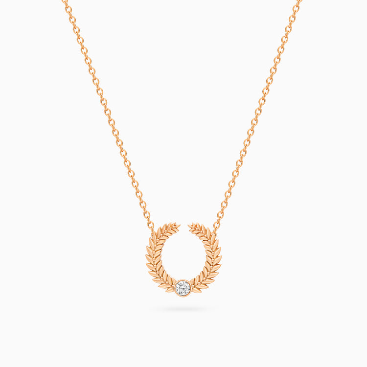 Diamond Alloro Open Necklace, Rose Gold