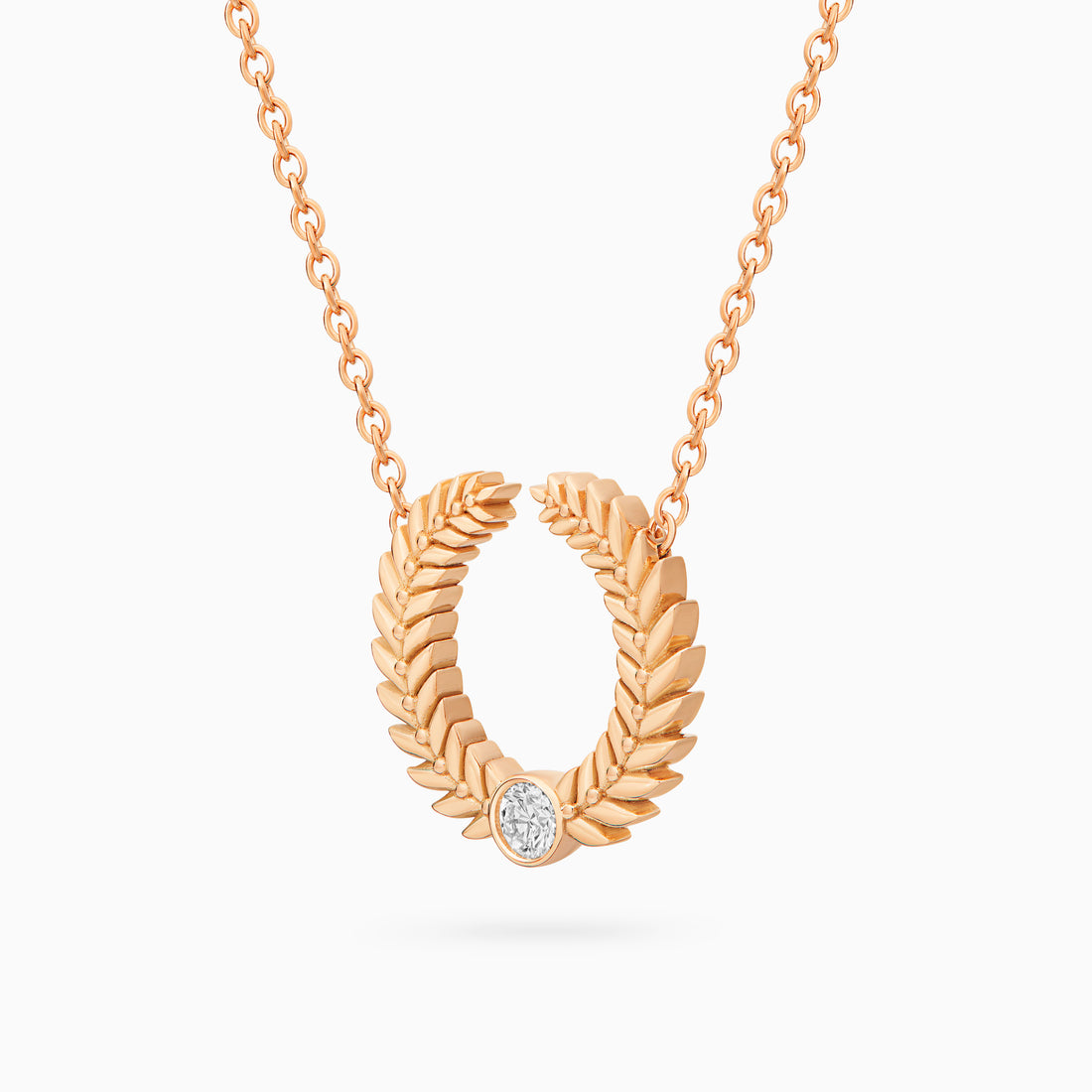 Diamond Alloro Open Necklace, Rose Gold