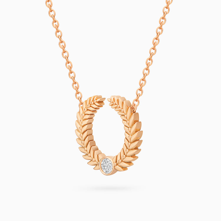 Diamond Alloro Open Necklace, Rose Gold