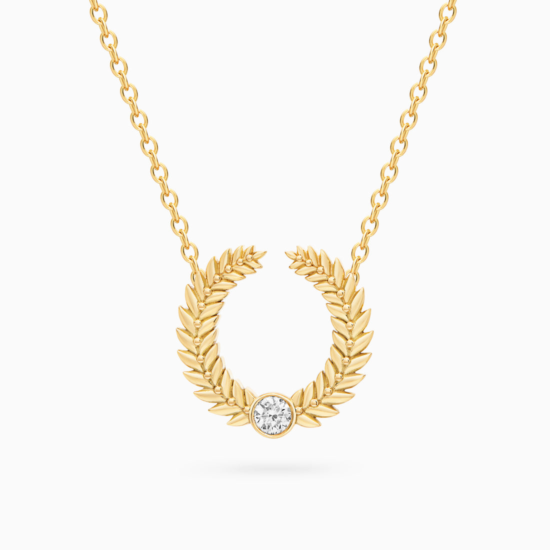 Diamond Alloro Open Necklace, Yellow Gold