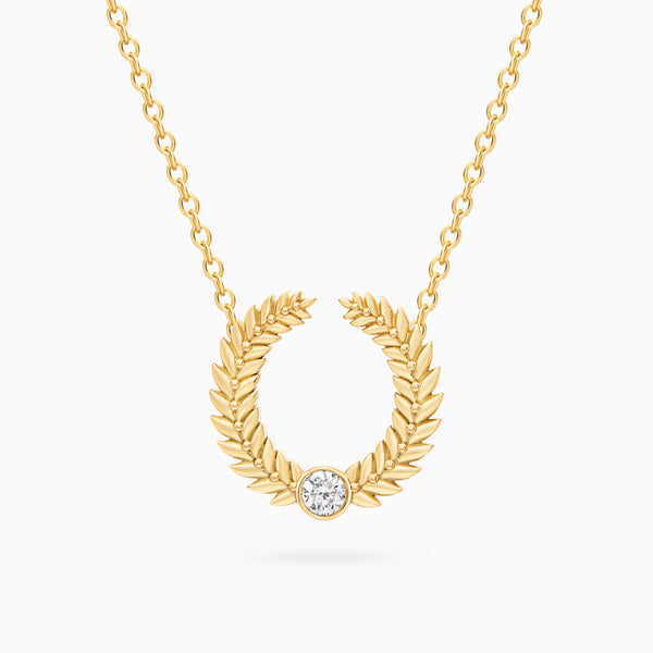 Diamond Alloro Open Necklace, Yellow Gold