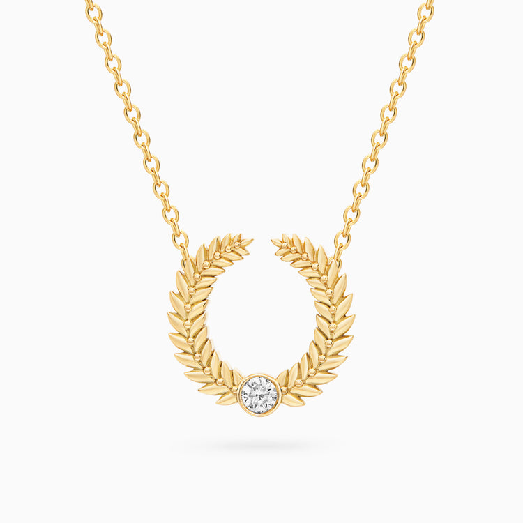 Diamond Alloro Open Necklace, Yellow Gold