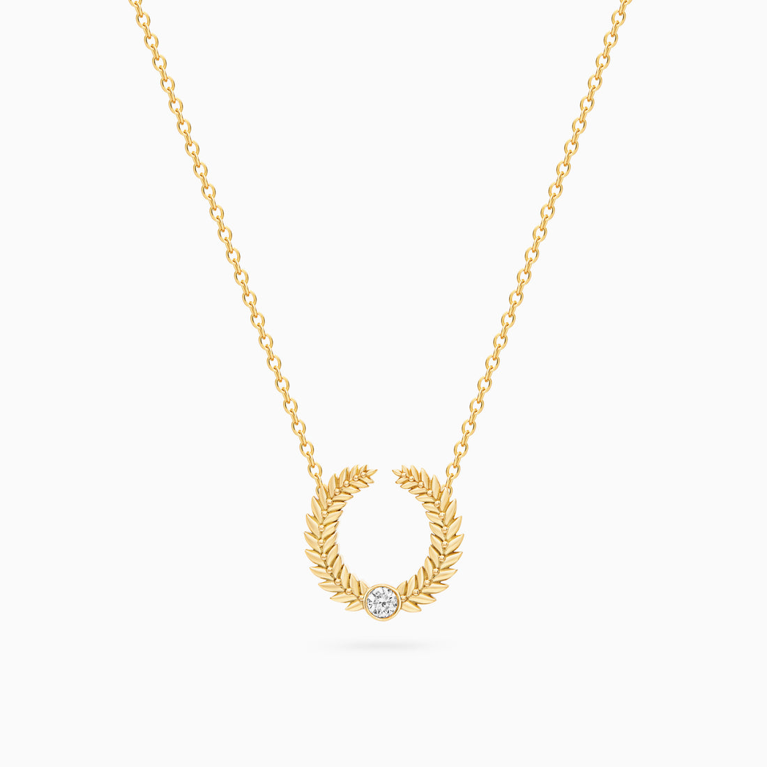 Diamond Alloro Open Necklace, Yellow Gold