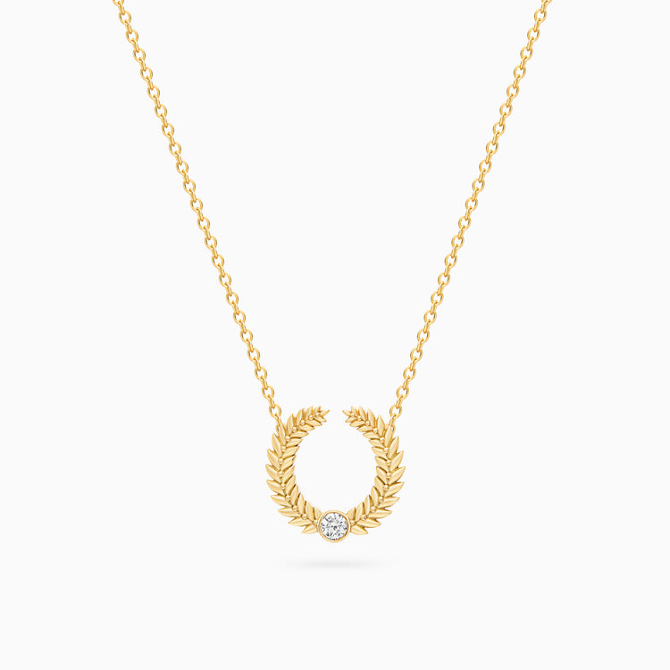 Diamond Alloro Open Necklace, Yellow Gold