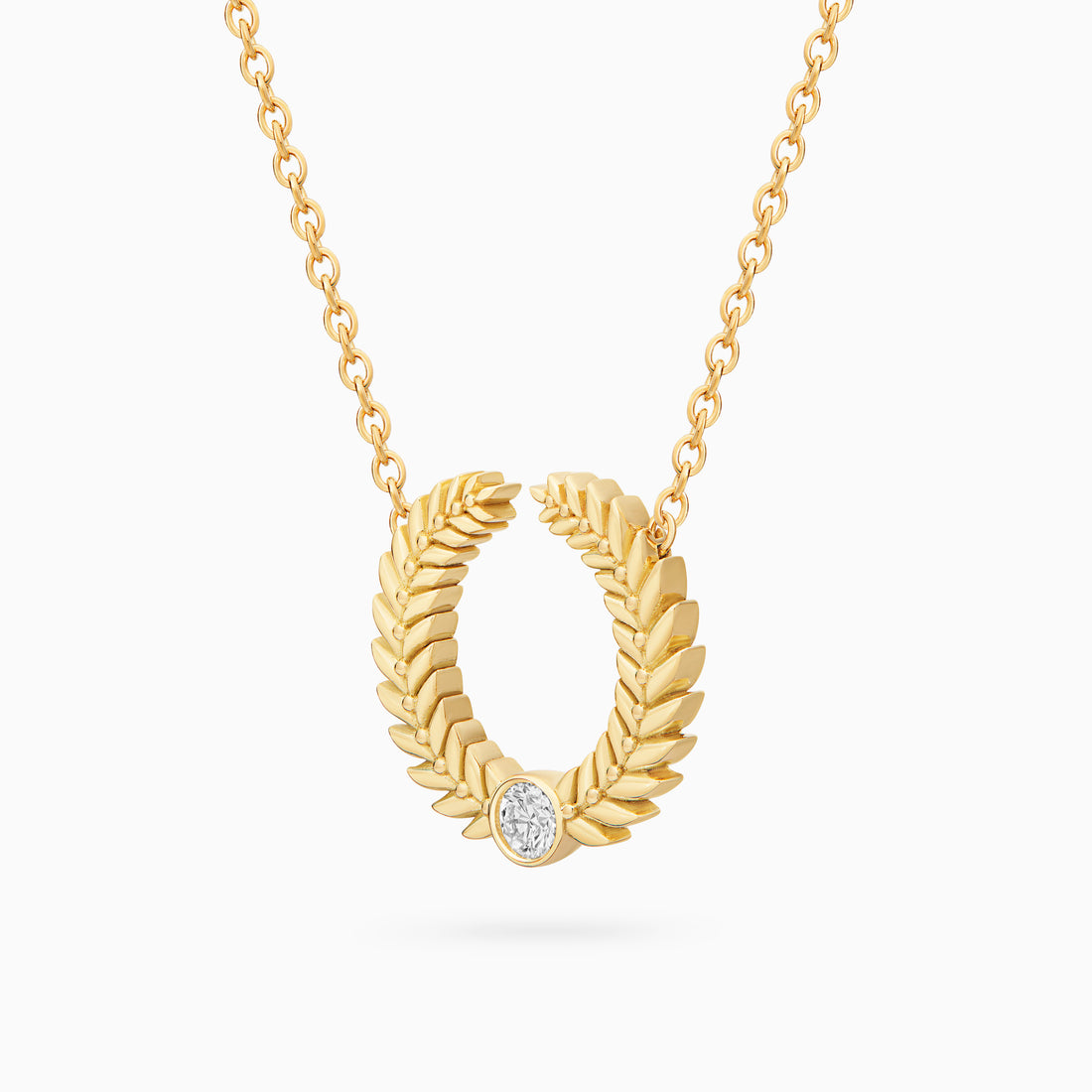 Diamond Alloro Open Necklace, Yellow Gold
