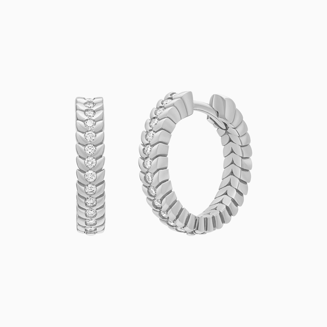 Diamond Alloro Hoop Earrings, Platinum
