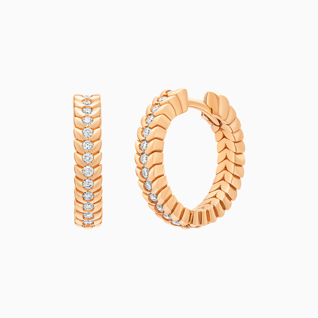 Diamond Alloro Hoop Earrings, Rose Gold