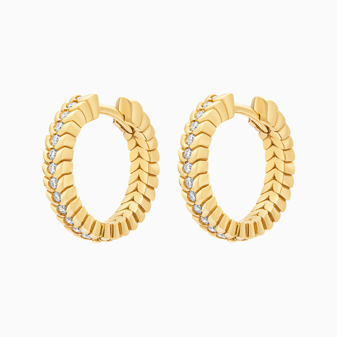 Diamond Alloro Hoop Earrings, Yellow Gold