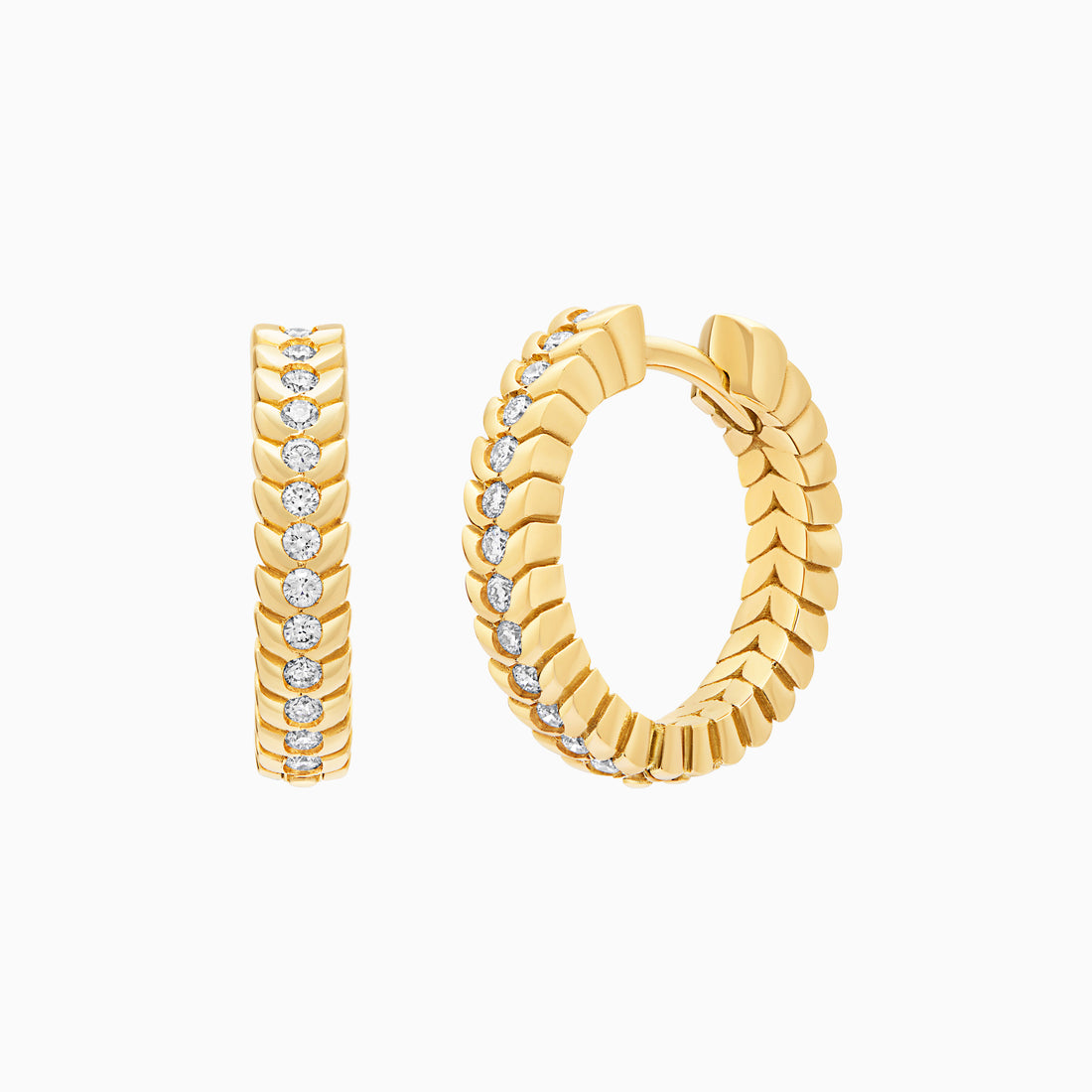 Diamond Alloro Hoop Earrings, Yellow Gold