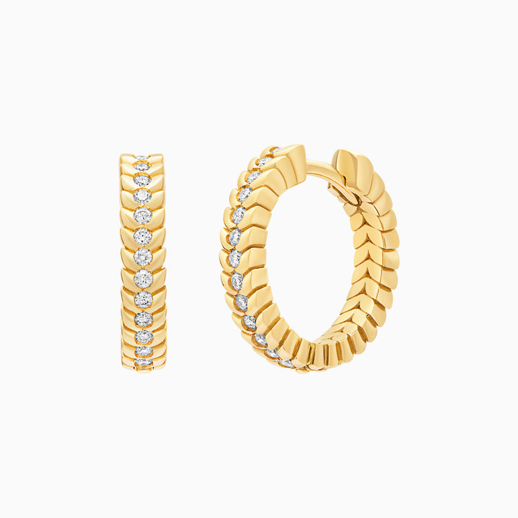 Diamond Alloro Hoop Earrings, Yellow Gold