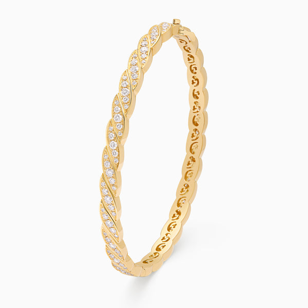 Diamond Onda Bracelet – Full Pavé, Yellow Gold