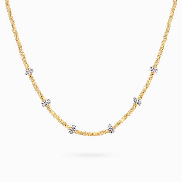 Diamond Botticelle Small Necklace – 6 Wheels, Yellow Gold
