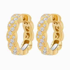 Diamond Onda Earrings, Yellow Gold