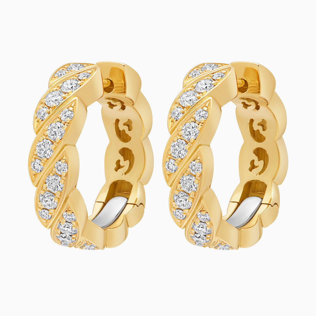 Diamond Onda Earrings, Yellow Gold