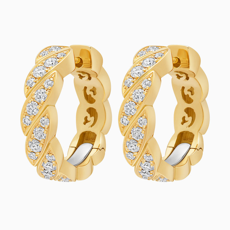 Diamond Onda Earrings, Yellow Gold