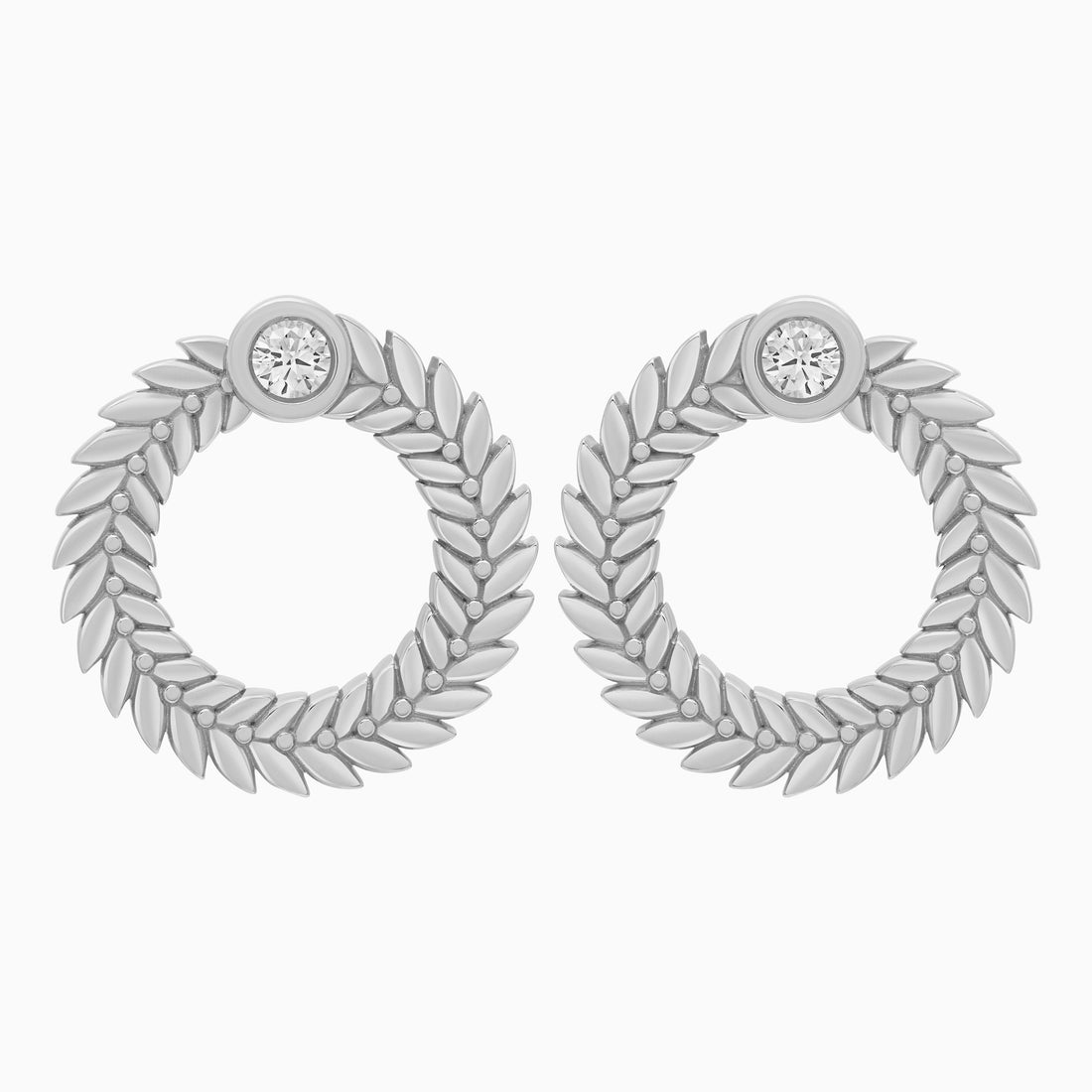 Diamond Alloro Large Hoop Earrings, Platinum