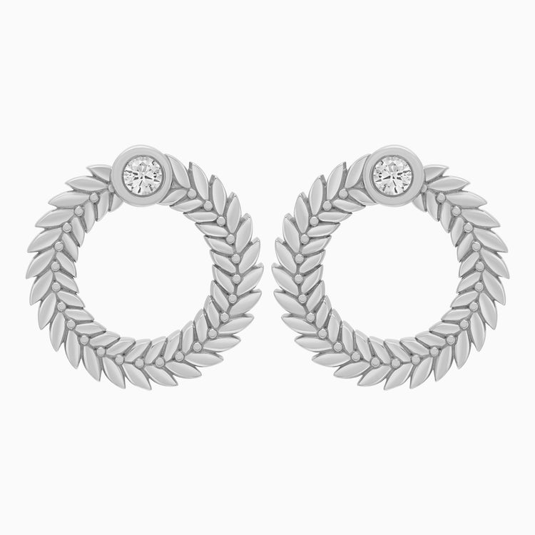 Diamond Alloro Large Hoop Earrings, Platinum