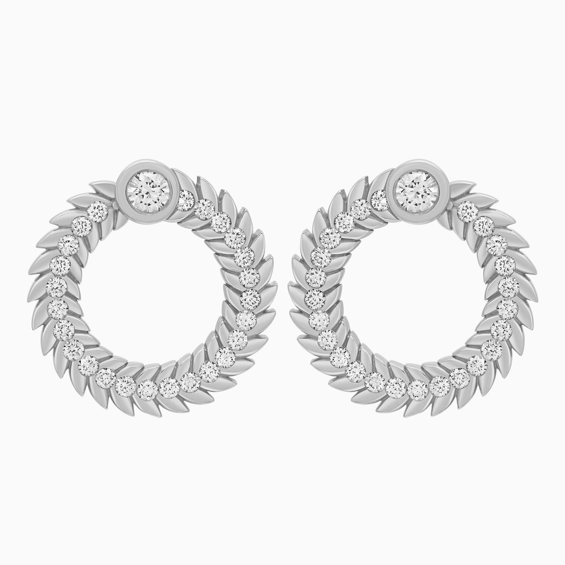 Full Diamond Alloro Large Hoop Earrings, Platinum