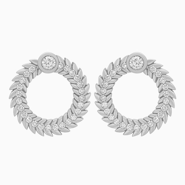 Full Diamond Alloro Large Hoop Earrings, Platinum