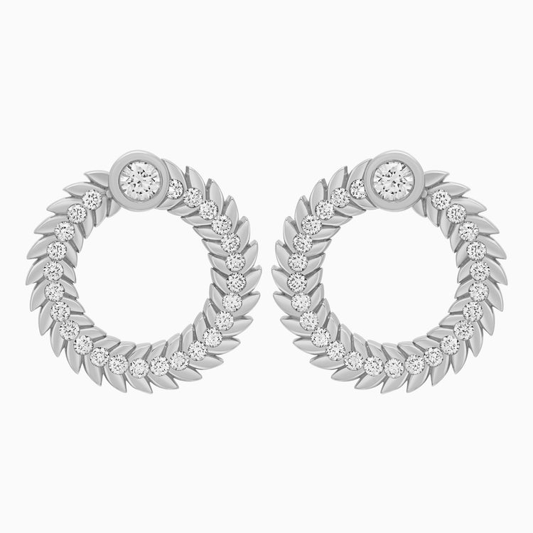 Full Diamond Alloro Large Hoop Earrings, Platinum