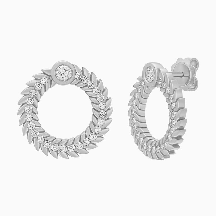 Full Diamond Alloro Large Hoop Earrings, Platinum