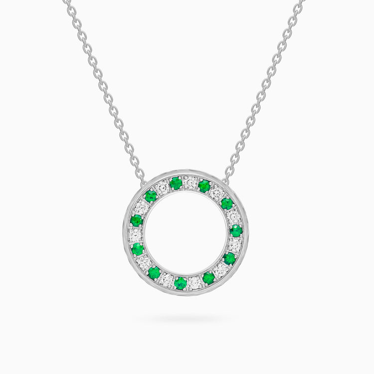 Diamond Torrini Classic Necklace with Emeralds, Platinum