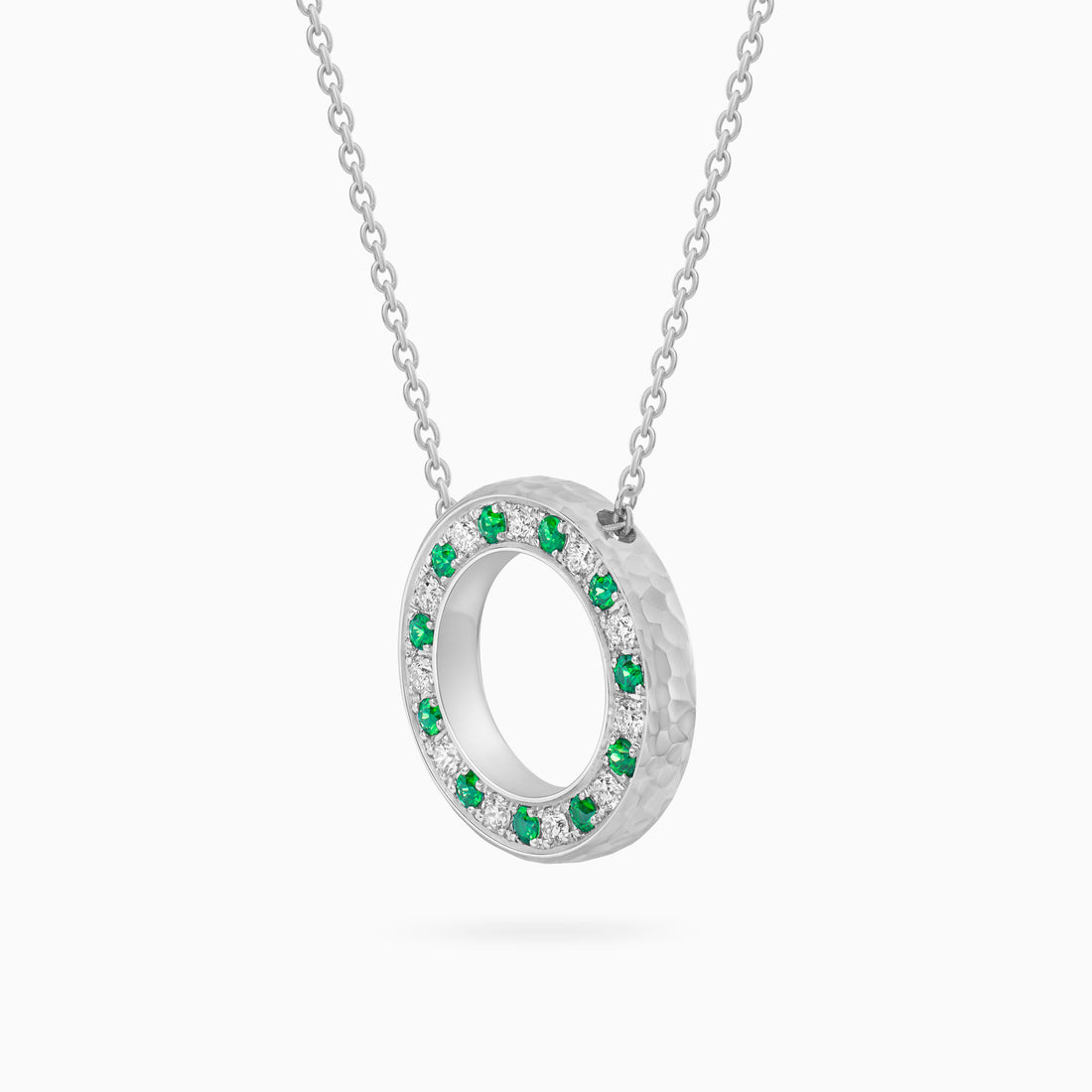 Diamond Torrini Classic Necklace with Emeralds, Platinum