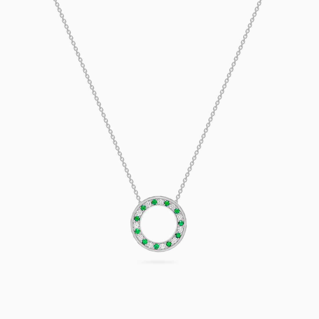 Diamond Torrini Classic Necklace with Emeralds, Platinum