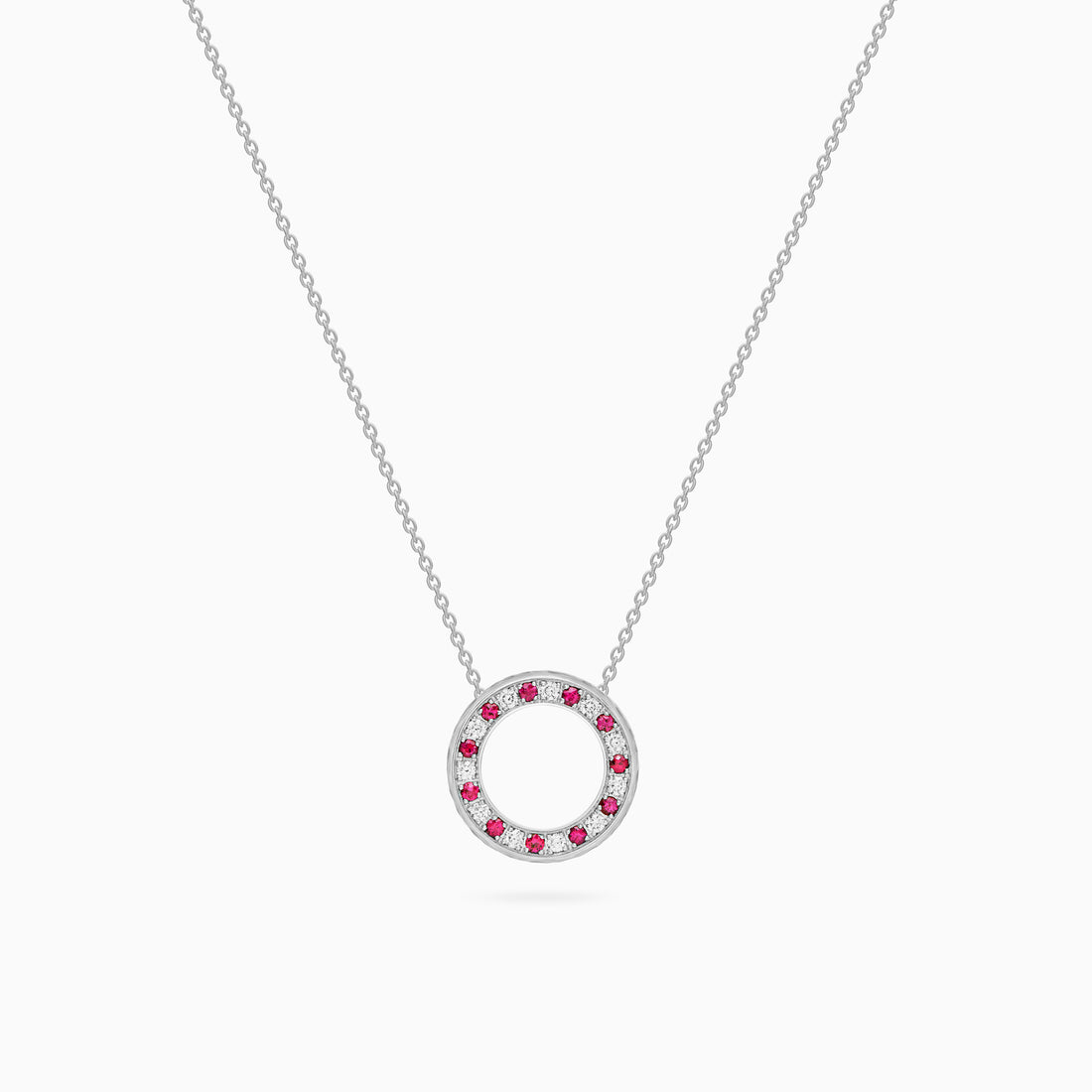 Diamond Torrini Classic Necklace with Rubies, Platinum