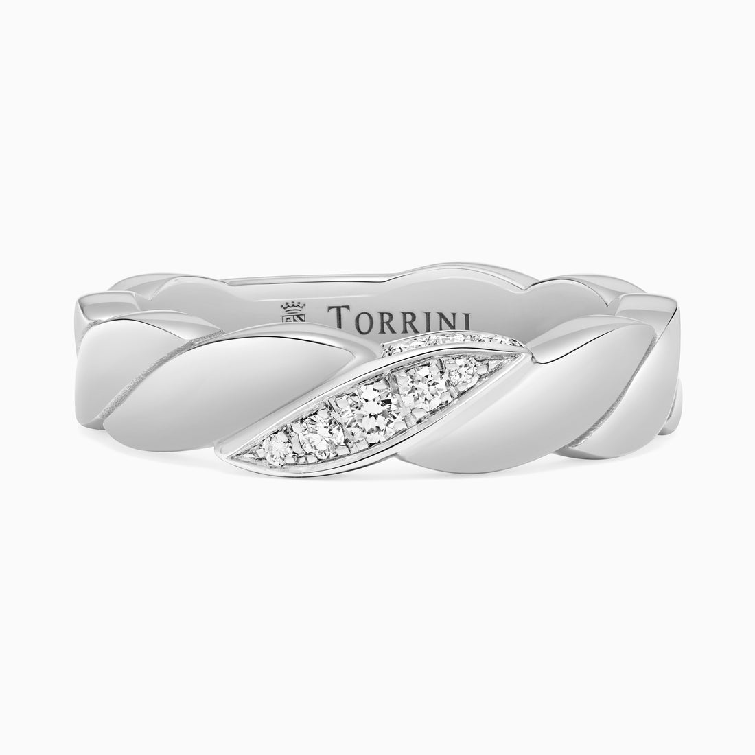 Platinum Onda Ring with Diamonds
