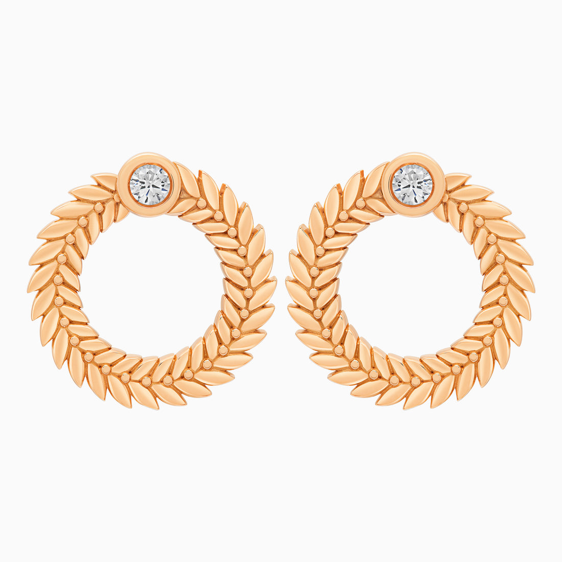 Diamond Alloro Large Hoop Earrings, Rose Gold