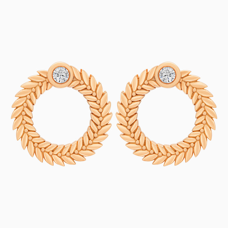 Diamond Alloro Large Hoop Earrings, Rose Gold
