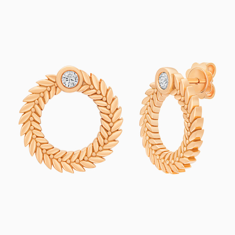Diamond Alloro Large Hoop Earrings, Rose Gold